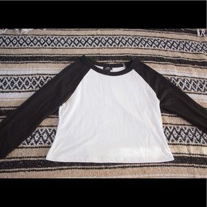 Rue 21 Baseball Tee Crop Top Black